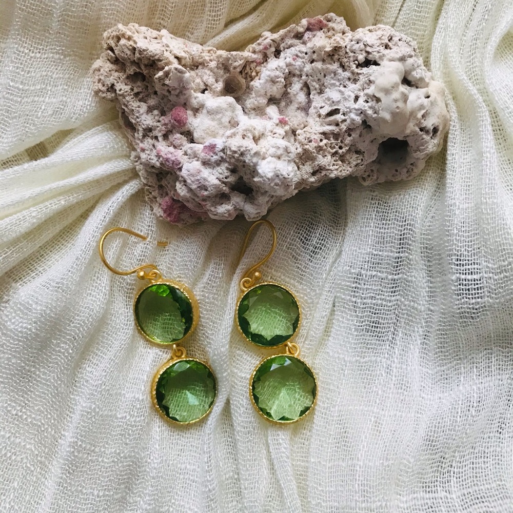 NEW Green Amethyst Gold Plated over 925 Silver